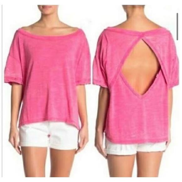 We The Free Women's Viola Open Back Lightweight‎ Tee Medium Pink Boho Beachy - Picture 1 of 10